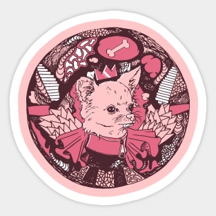 Pink and White Circle of the Chihuahua Sticker